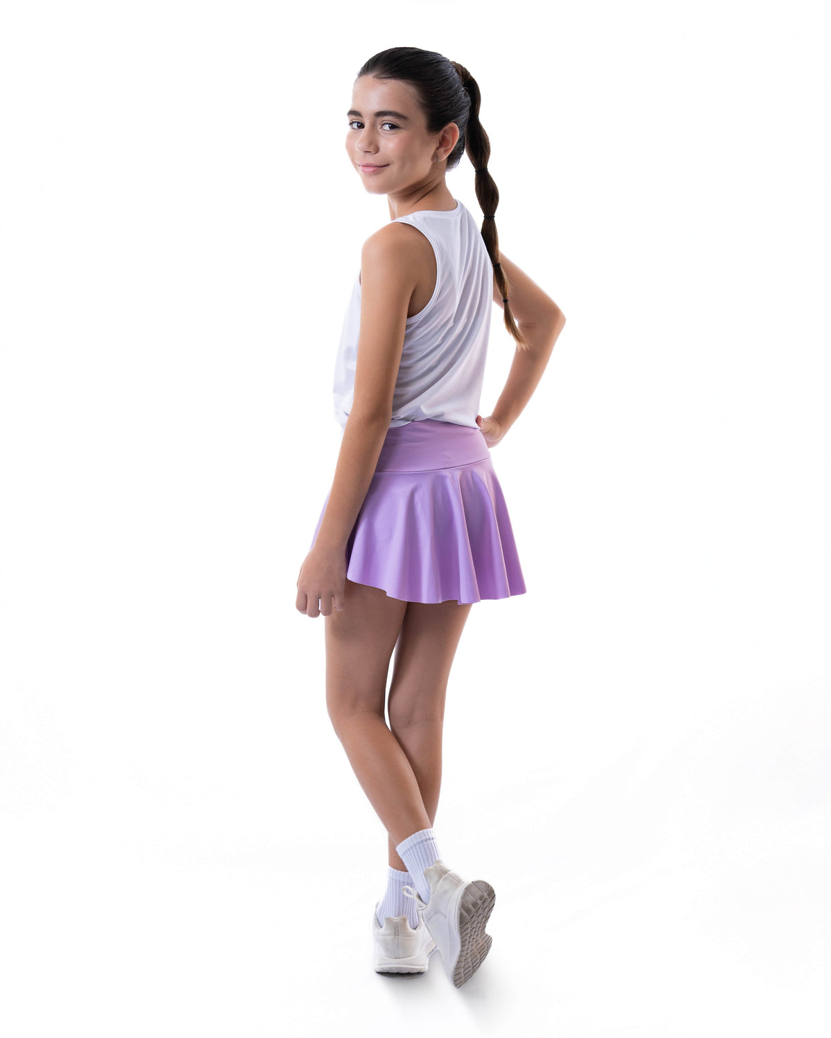 Falda Asimétrica Para Niña Lila