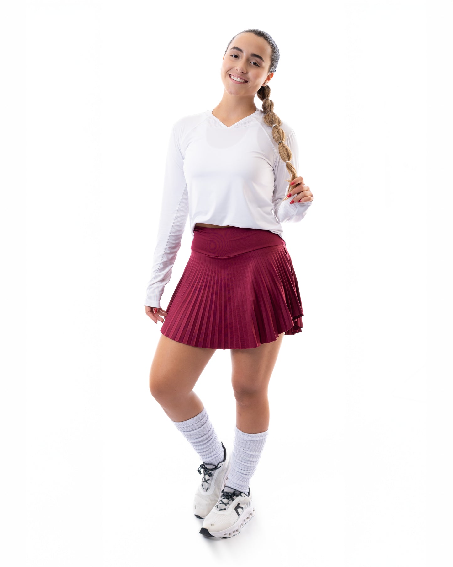 Falda DEportiva Plisada vinotinto para jugar tenis