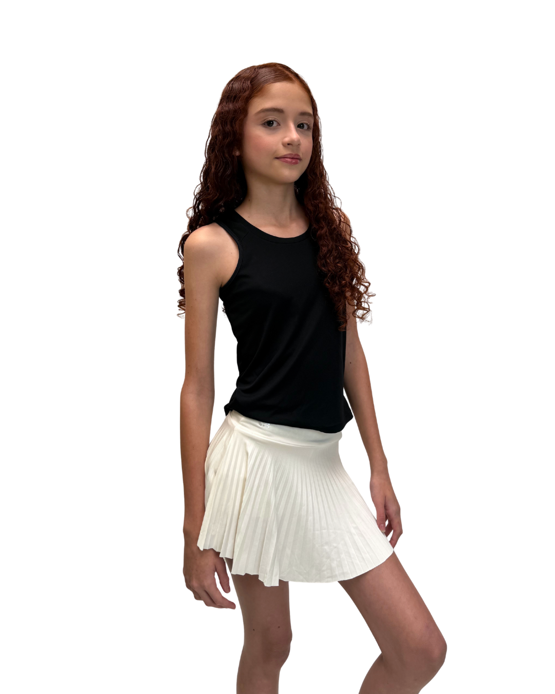 Falda Plisada Para Niña Marfil